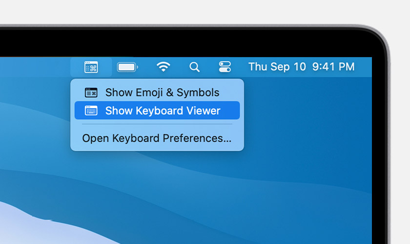 Dùng Keyboard Viewer để kiểm tra phím số