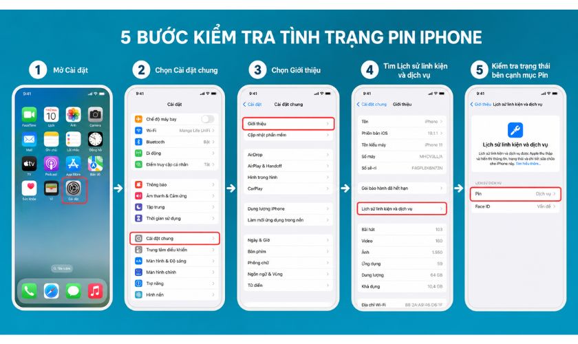 Cách kiểm tra iPhone có đang sử dụng pin chính hãng không