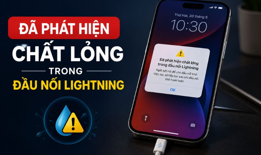 Đã phát hiện chất lỏng trong đầu nối Lightning