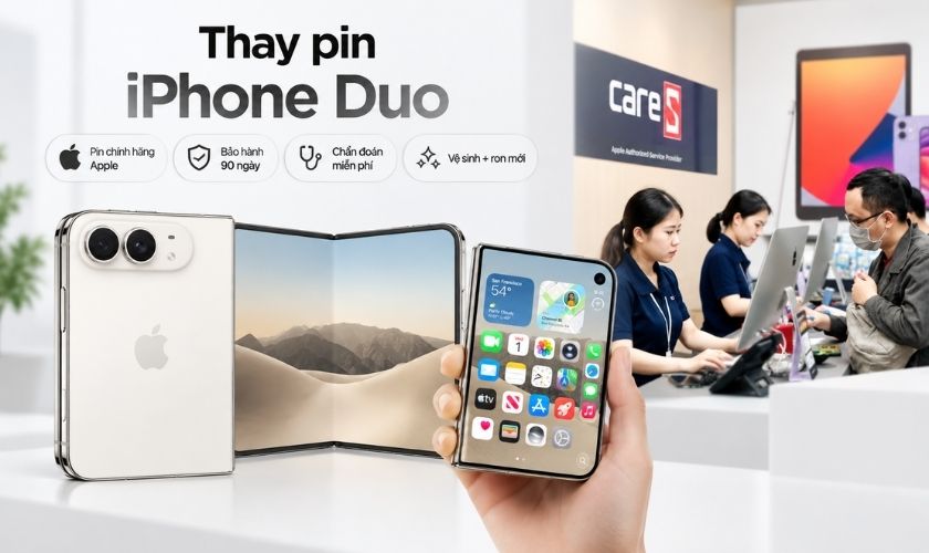 Dịch vụ thay pin iPhone Duo chính hãng Apple tại CareS