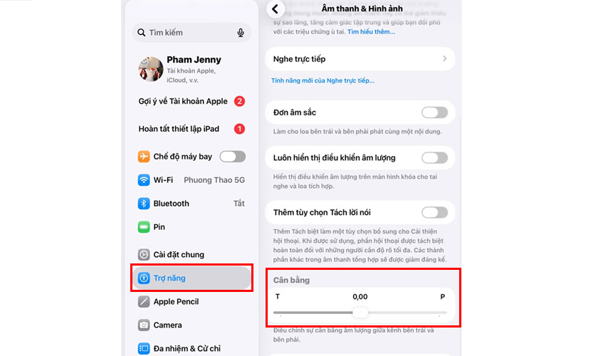 Kiểm tra lại cân bằng loa để tránh lỗi iPad mất tiếng do cài đặt sai