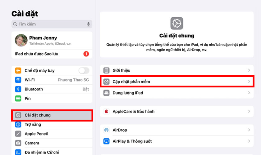 Cập nhật iPadOS và ứng dụng