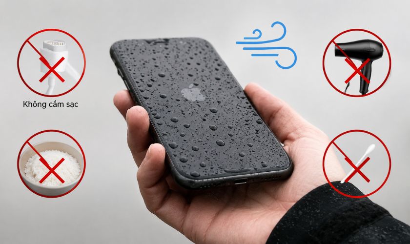 iPhone 11 vào nước rồi tắt nguồn phải làm sao