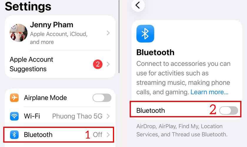 Ngắt kết nối bàn phím và phụ kiện Bluetooth