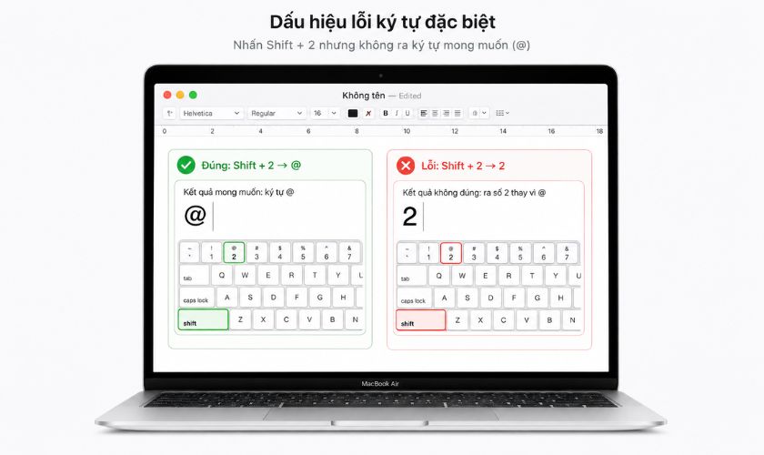 Lỗi không gõ được ký tự đặc biệt có những biểu hiện nào