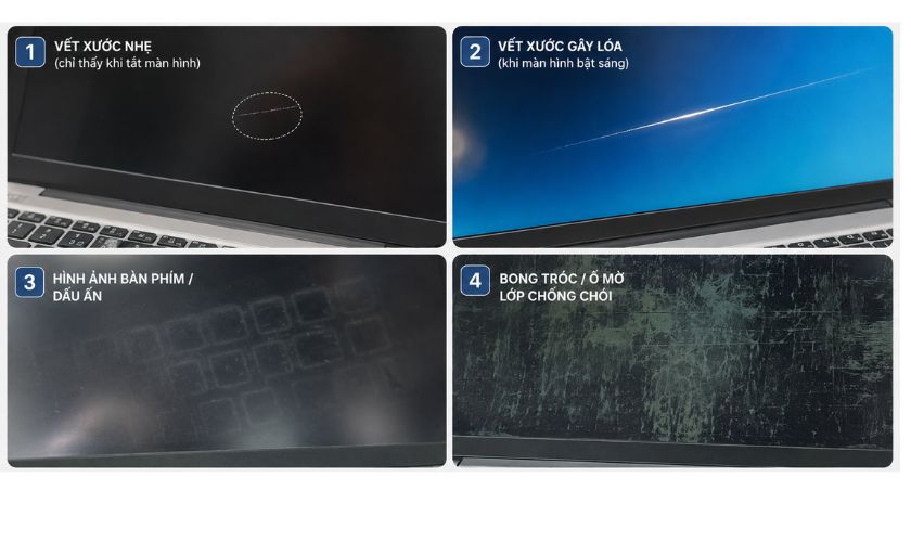 Màn hình laptop bị trầy có những biểu hiện nào