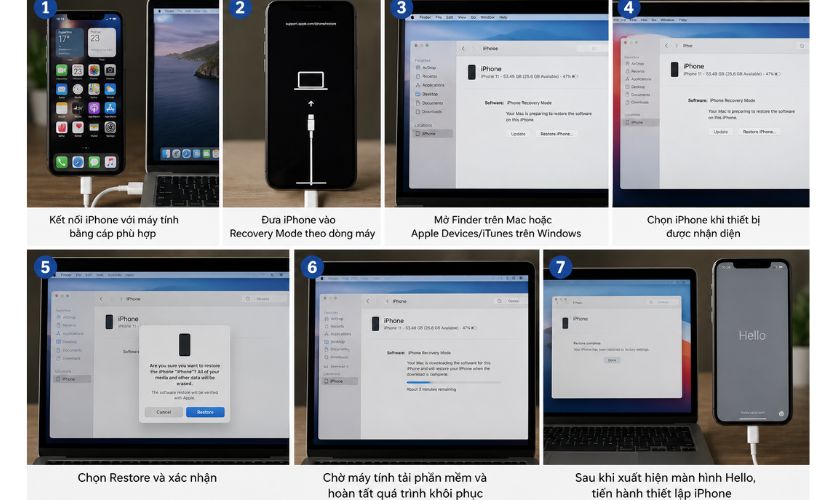 Cách sửa máy bị vô hiệu hóa kết nối iTunes bằng iTunes/Finder