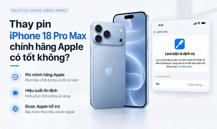 Thay pin iPhone 18 Pro Max chính hãng Apple có tốt không