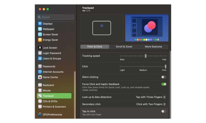 Điều chỉnh lại độ nhạy Touchpad